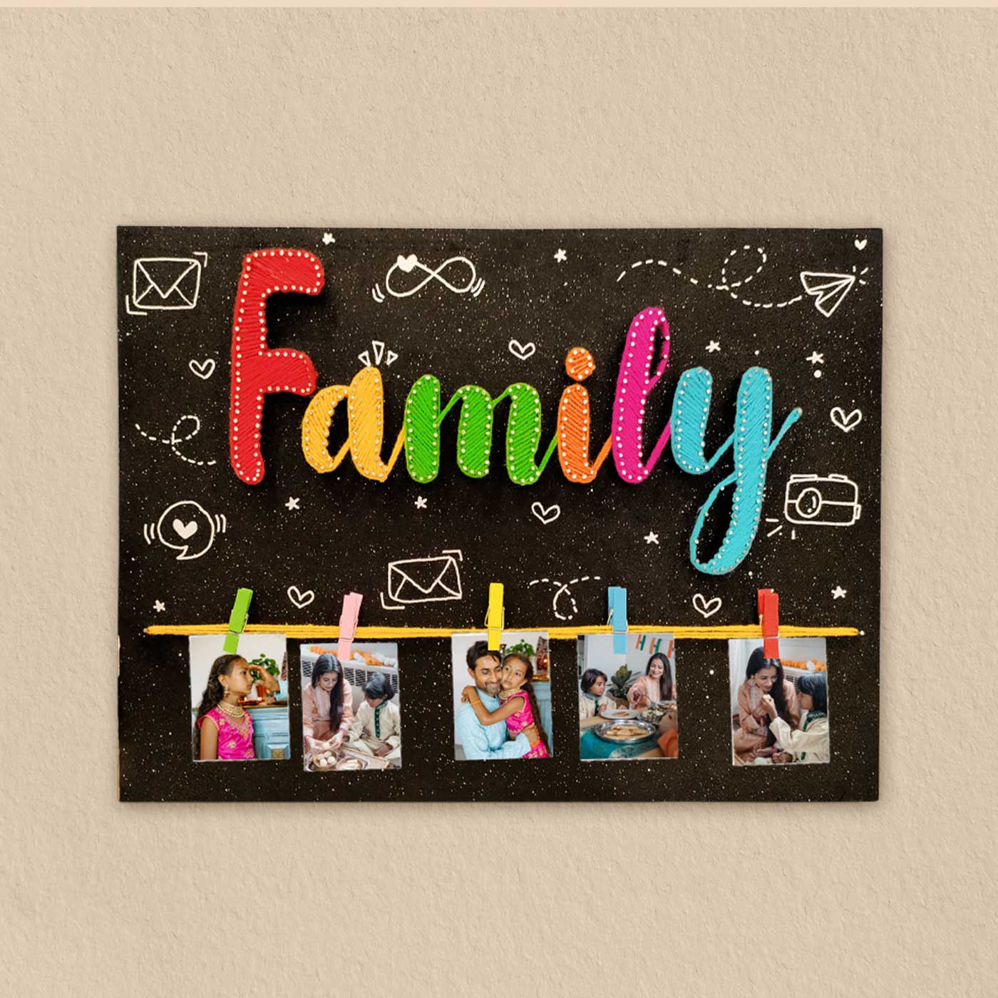 Buy Photo Personalized Handmade String Art Family Theme Wooden ...