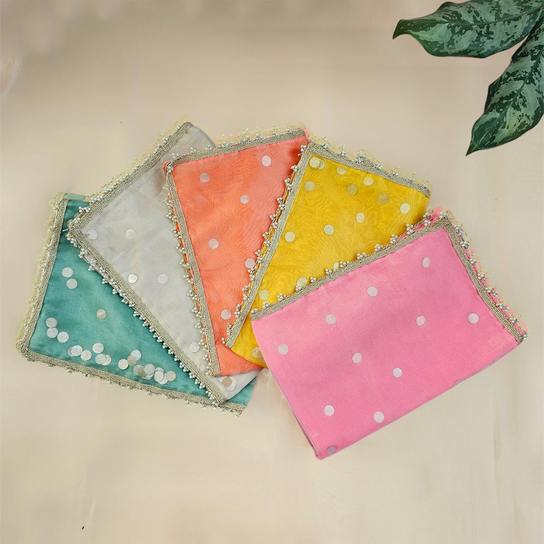 "Tikli" Organza Tray Cover With Shimmer Detail For Festive Decor