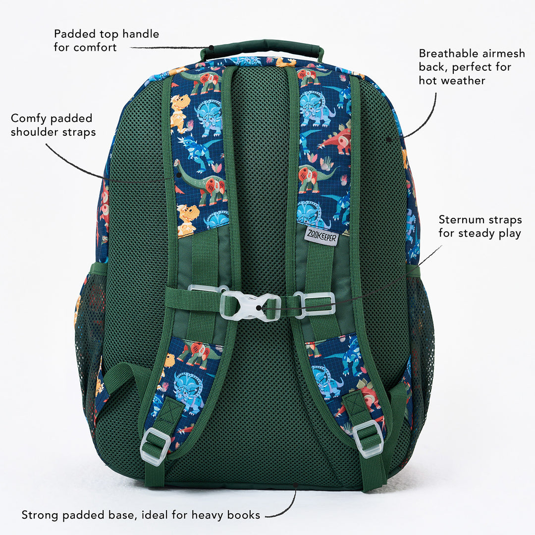 Dino Theme Water-Resistant Kids Everyday Backpack