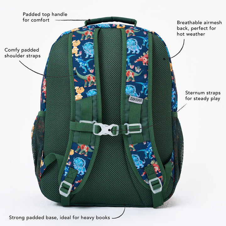 Dino Theme Water-Resistant Kids Everyday Backpack