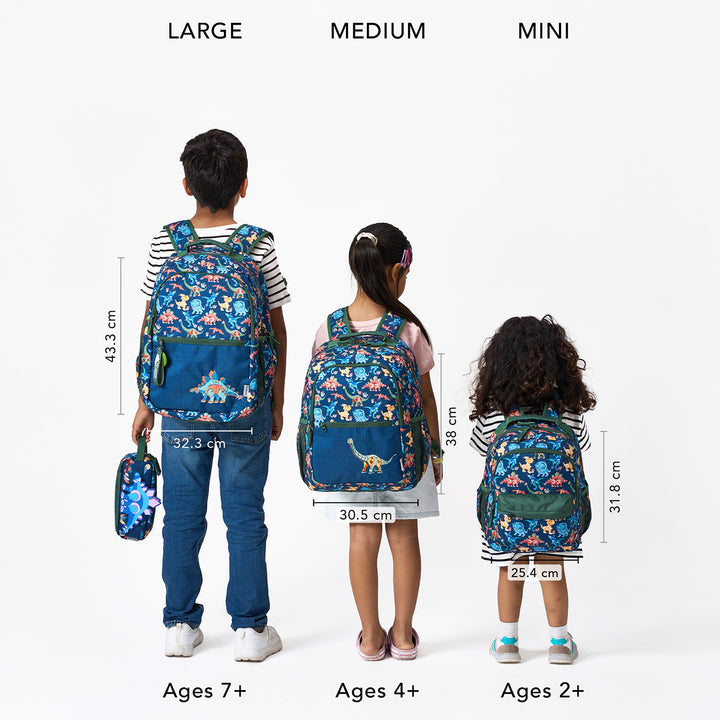 Dino Theme Water-Resistant Kids Everyday Backpack