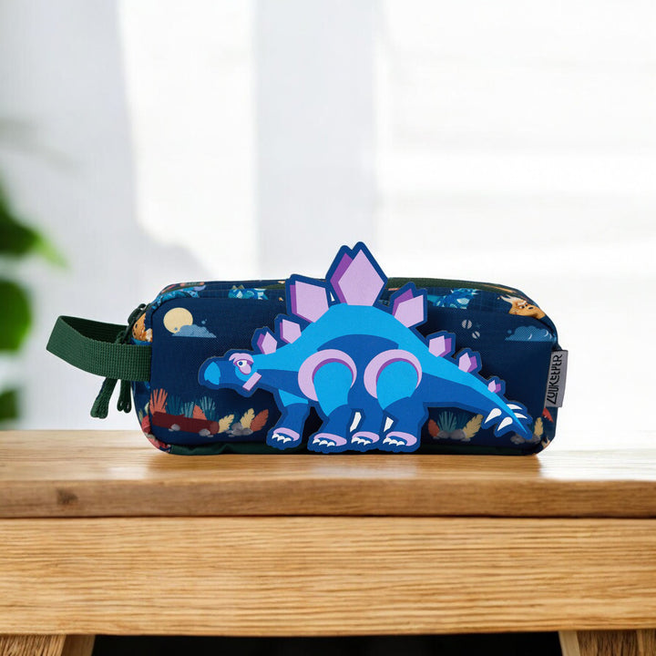 Dino Theme Water-Resistant Kids Pencil Pouch