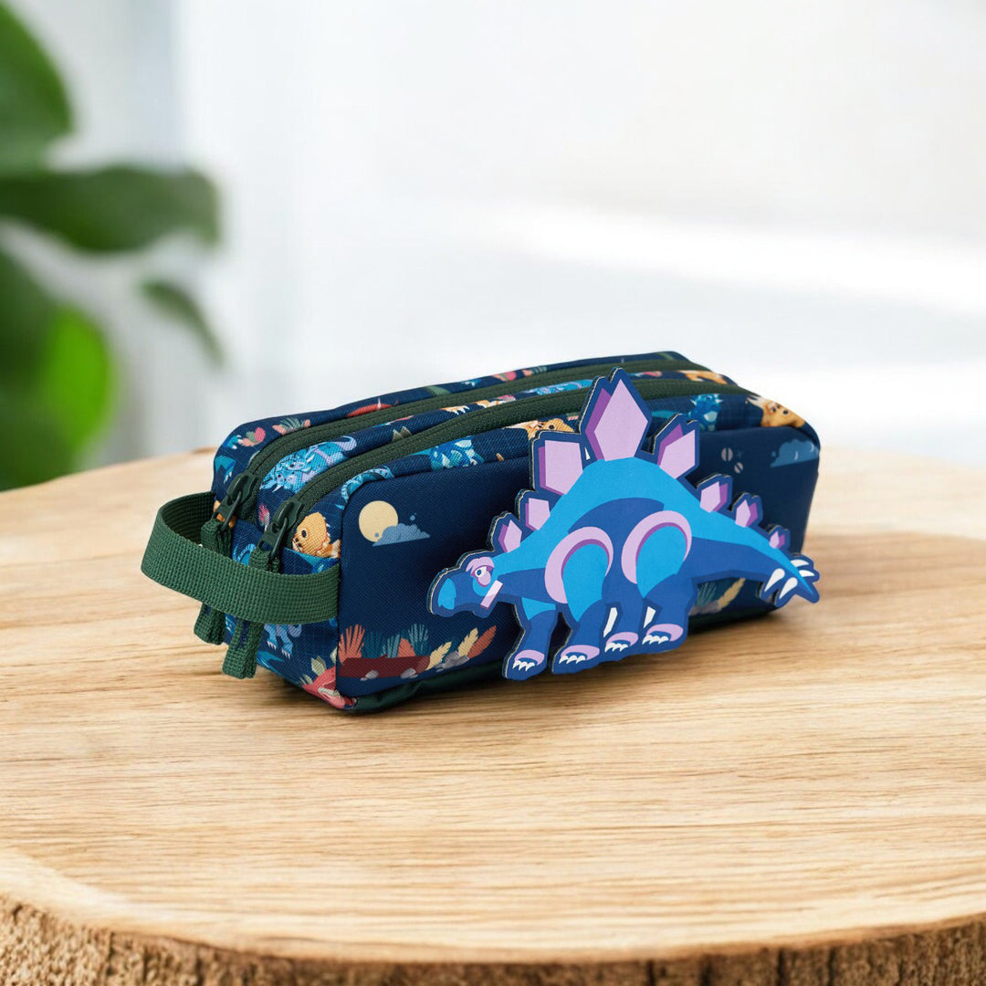 Dino Theme Water-Resistant Kids Pencil Pouch