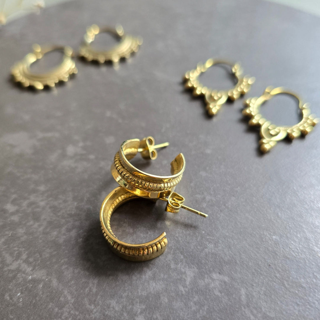 Handmade Timeless Hoops Brass Earrings | Set Of 4