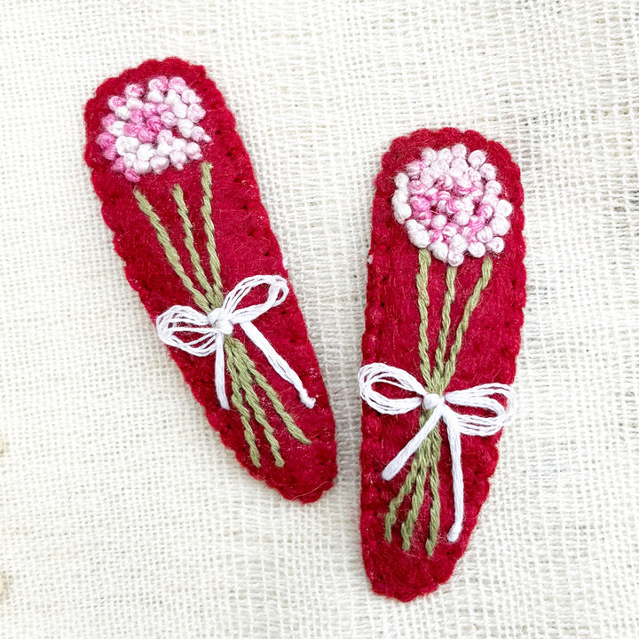 Tiny Blooms French Knot Flower Hair Clips | Set of 2