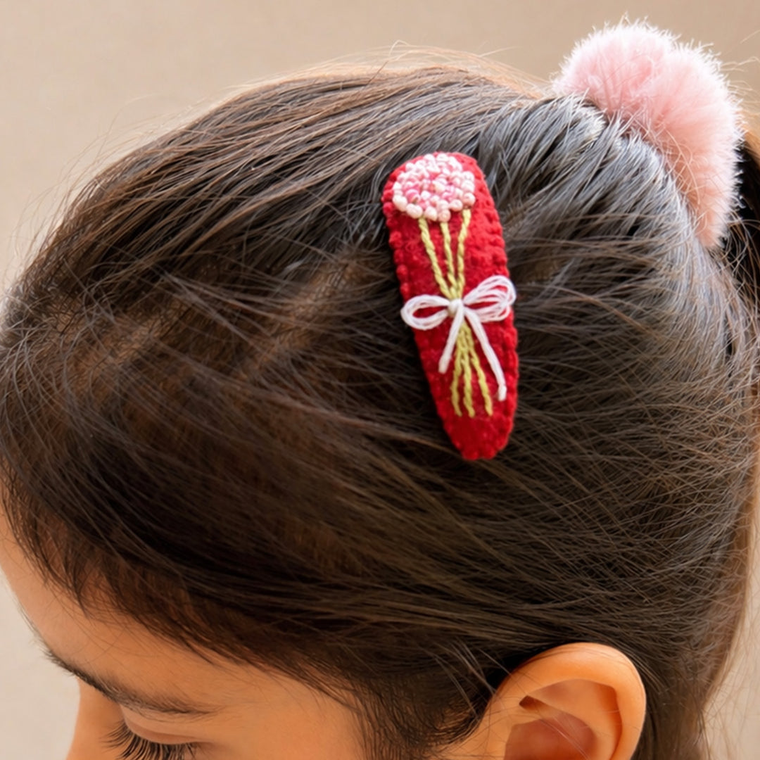 Tiny Blooms French Knot Flower Hair Clips | Set of 2
