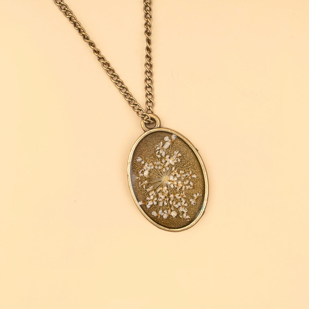 Handcrafted Personalized Pressed Flowers Necklace - Big