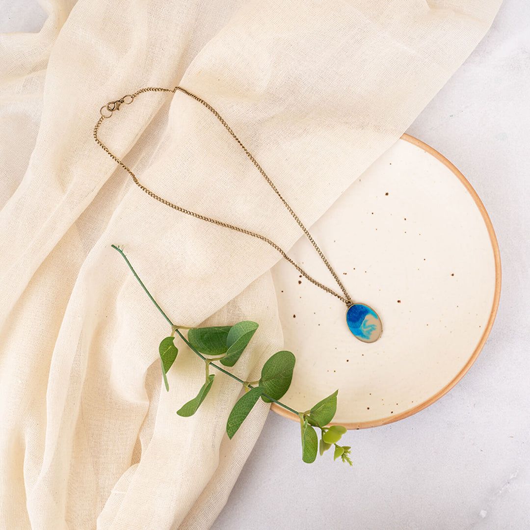 Handcrafted Personalized Pressed Flowers Necklace - Big - Zwende