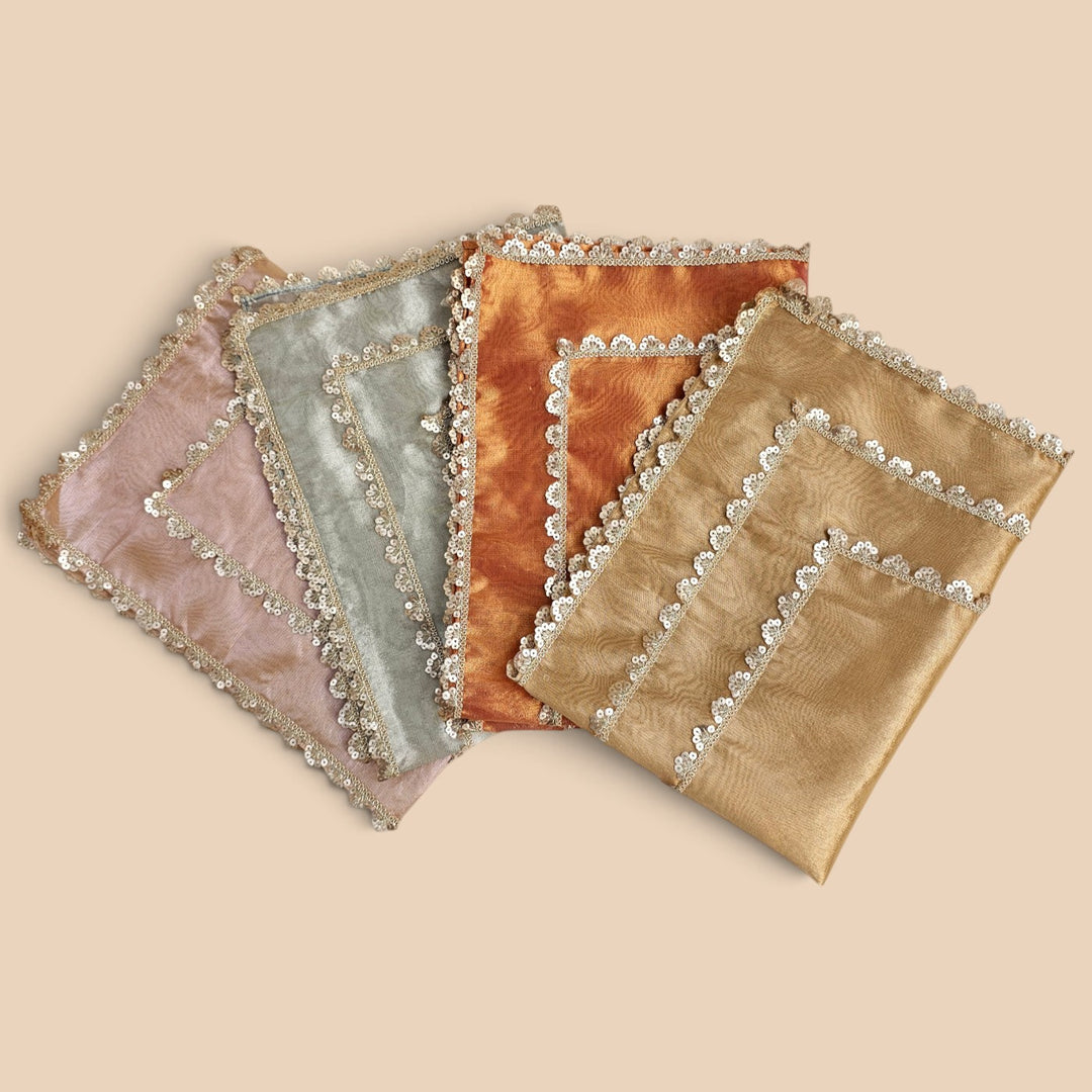 Handmade Tissue Fabric Tray Cover With Scallop Detail For Festive Decor
