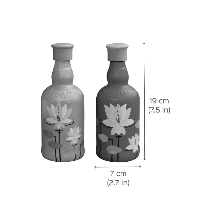 Pichwai Lotus Design Handpainted Glass Bottle