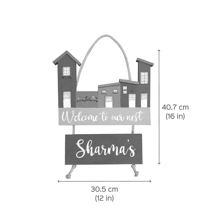 Personalised Handpainted House Shaped Plank Nameplate