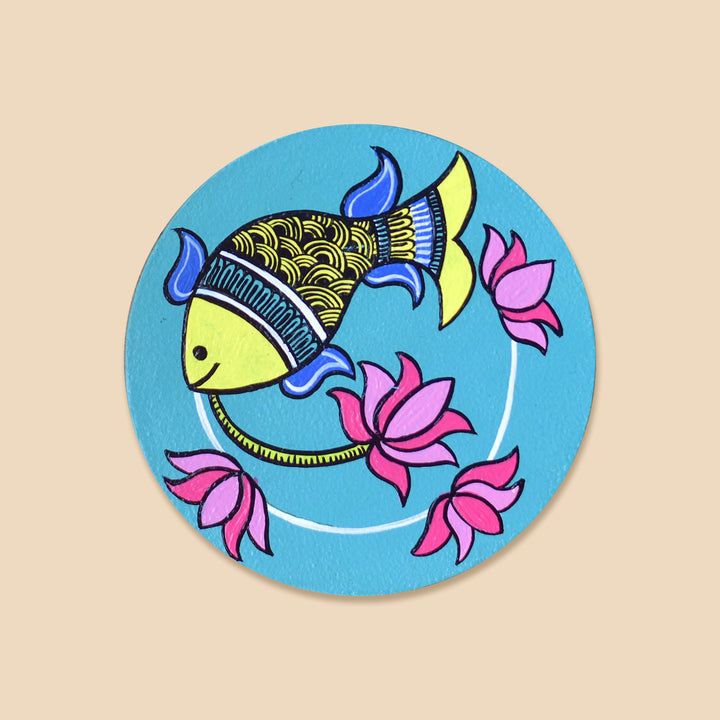 Handpainted Madhubani MDF Coasters I Set of 6