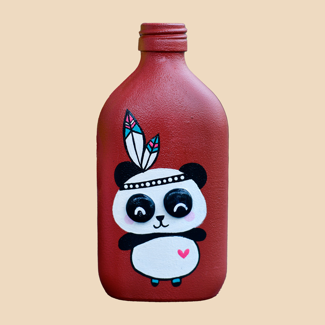 Handpainted Glass Bottle with Quirky Illustrations