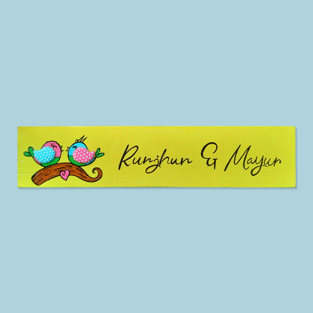 Personalised Handpainted Nameplate with Birds Design