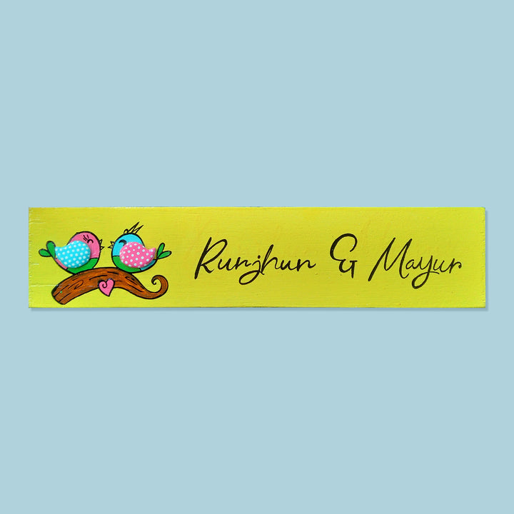 Personalised Handpainted Nameplate with Birds Design