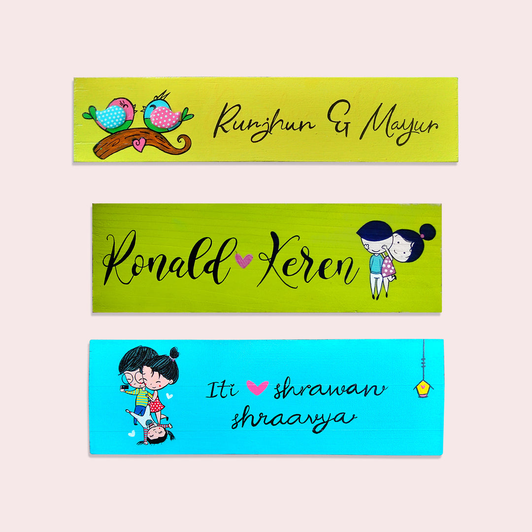 Personalised Handpainted Nameplate with Birds Design