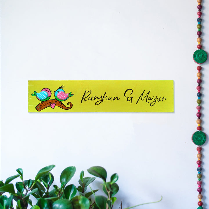 Personalised Handpainted Nameplate with Birds Design