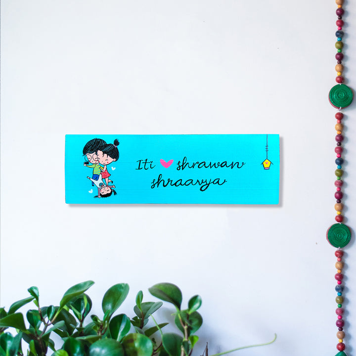 Personalised Handpainted Nameplate for Family of 3