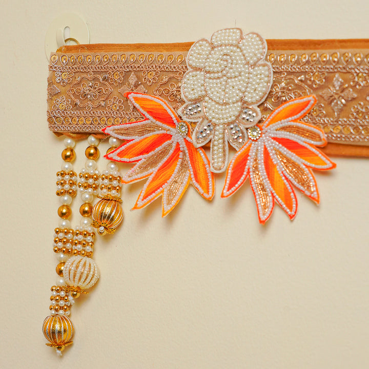 Handmade Decorative White Rose & Orange Flower Toran