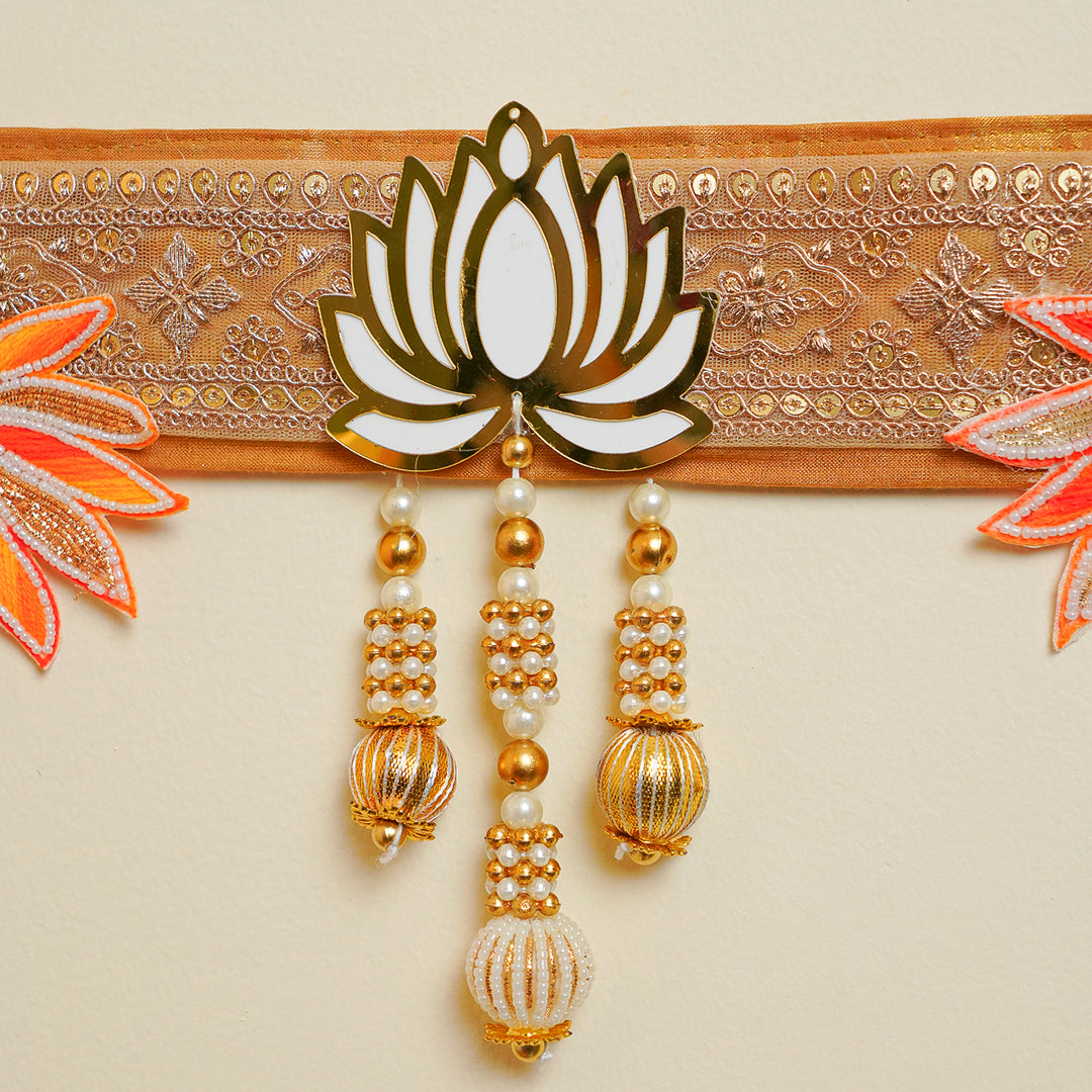 Handmade Decorative White Rose & Orange Flower Toran