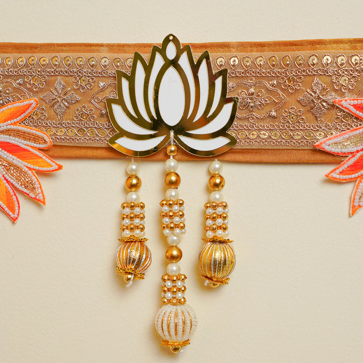 Handmade Decorative White Rose & Orange Flower Toran