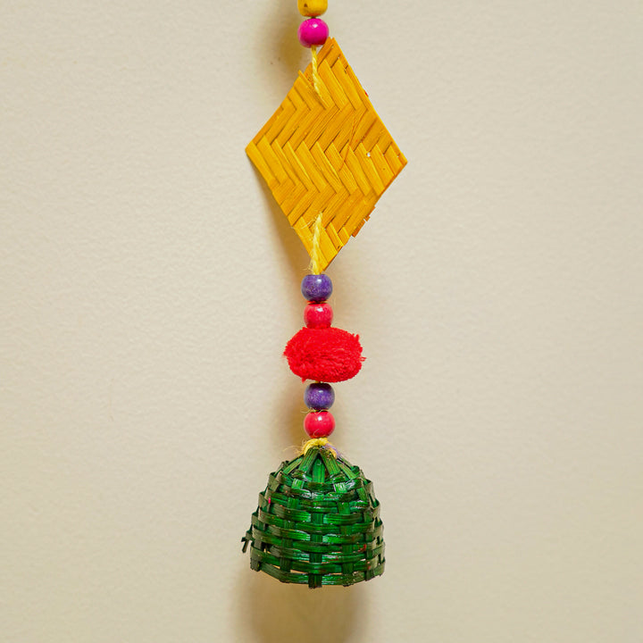64 Inch | Extra Long Handmade Multicolor Square Pom Pom & Bamboo Hanging