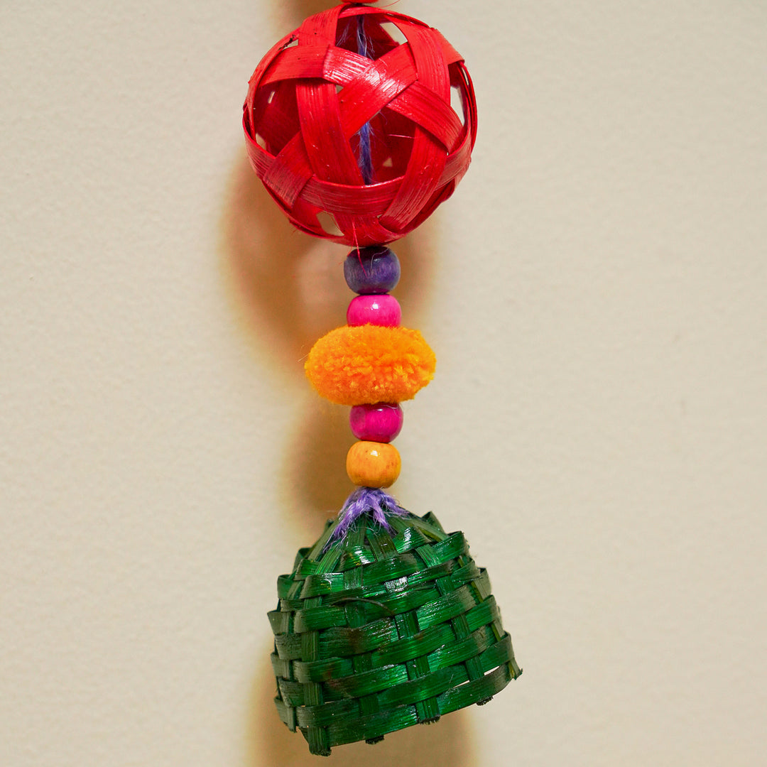 64 Inch | Extra Long Handmade Multicolor Round Pom Pom & Bamboo Hanging