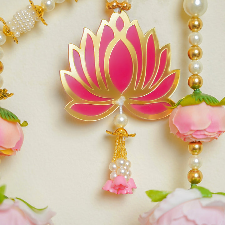 Handmade Pink Floral Pichwai Cow Toran