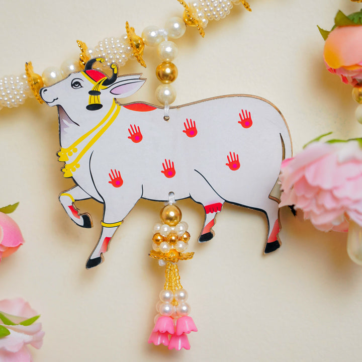 Handmade Pink Floral Pichwai Cow Toran