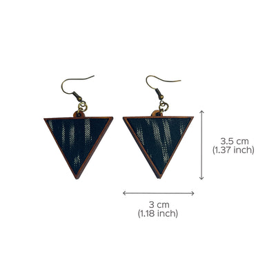 Handcrafted Wood & Fabric Triangle Earrings & Necklace
