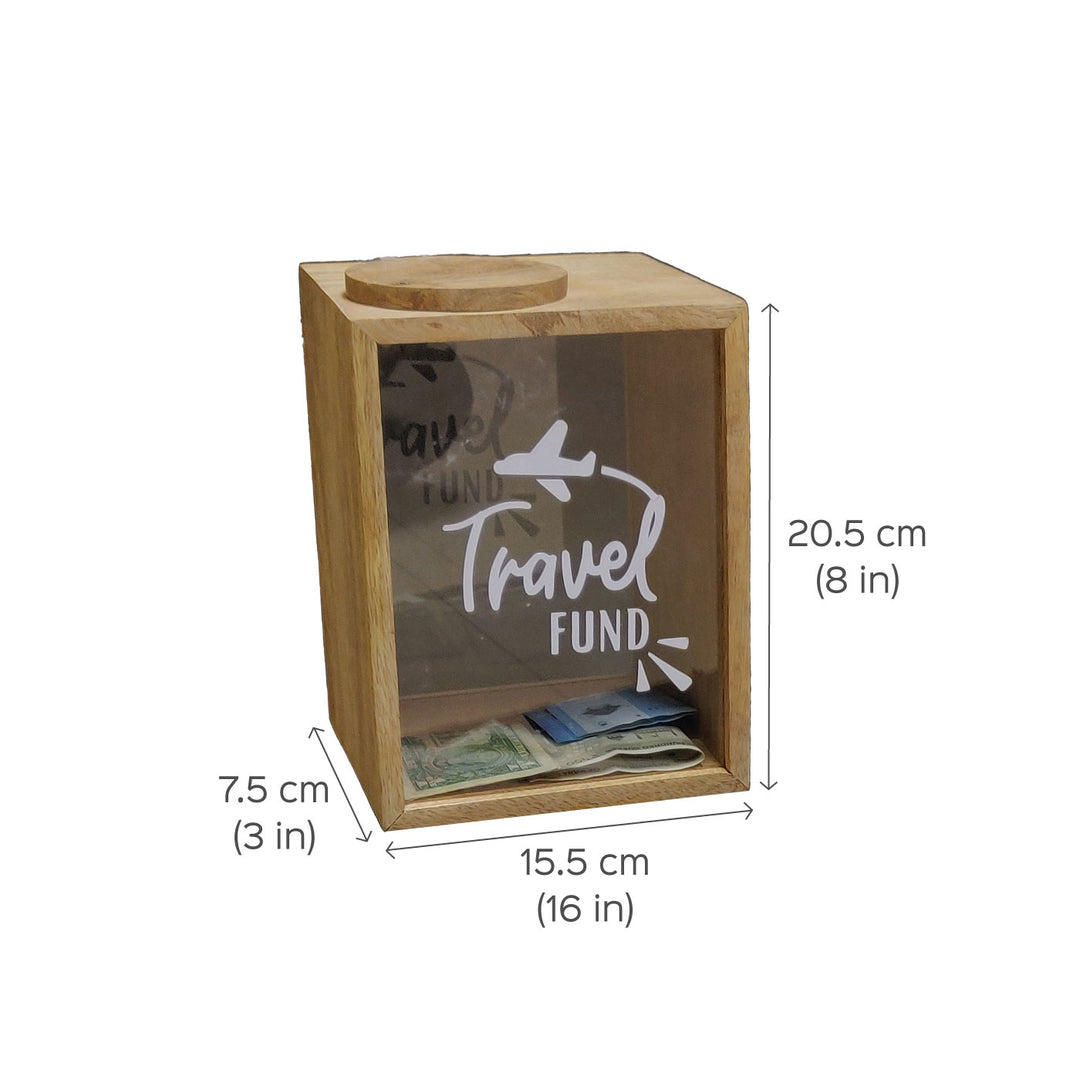 Personalized Wooden Travel Fund Piggy Bank