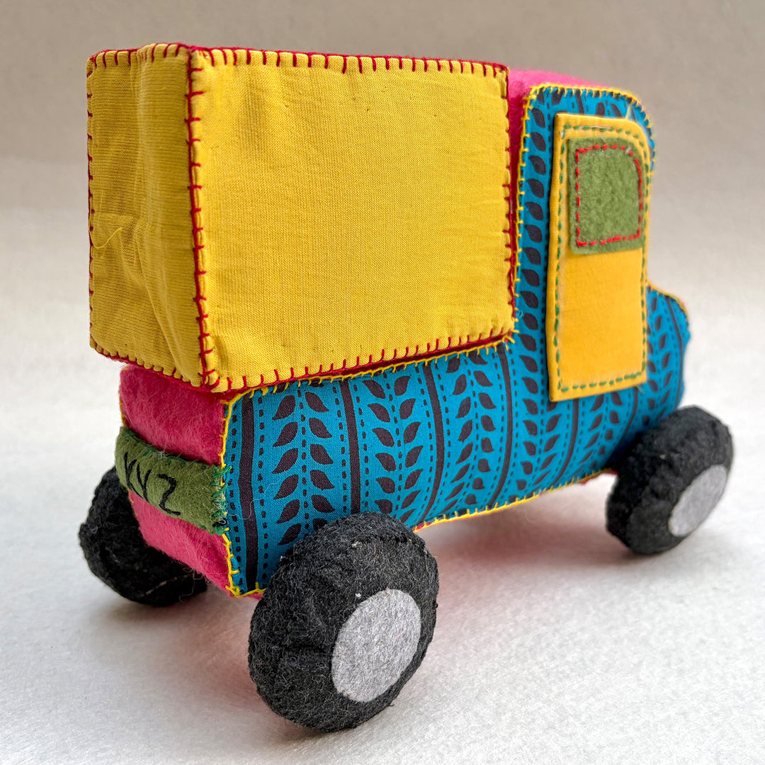 Handmade Blue & Yellow Truck Toy with Detachable Storage Box