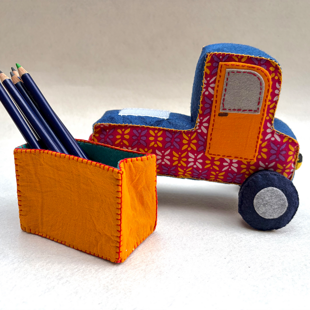 Handmade Red & Yellow Truck Toy with Detachable Storage Box