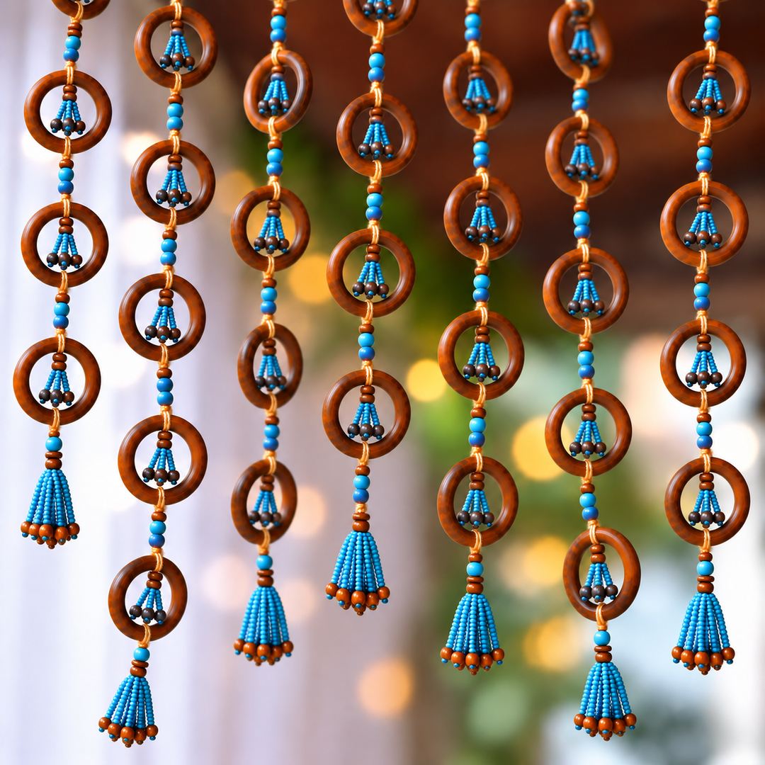 2 pc | Handmade Wooden Bead & Ring Door Hangings For Festive Decor