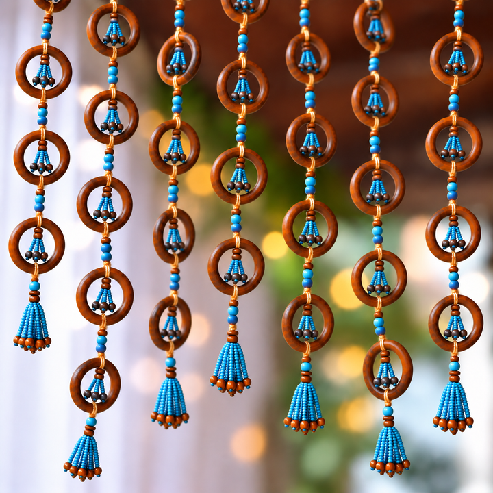 2 pc | Handmade Wooden Bead & Ring Door Hangings For Festive Decor