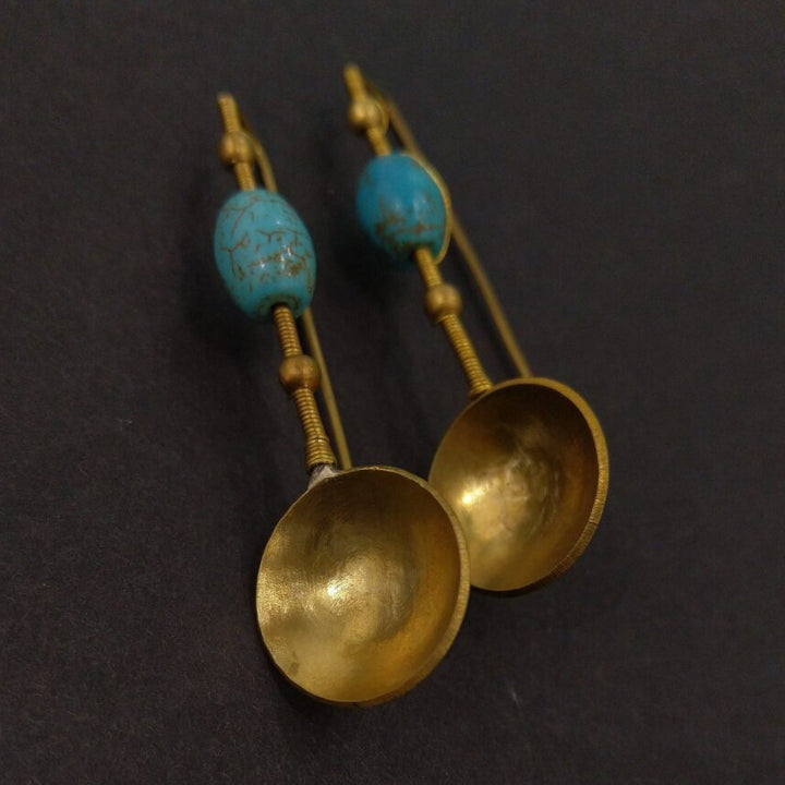 Contemporary Turquoise Dome Hooks Earrings
