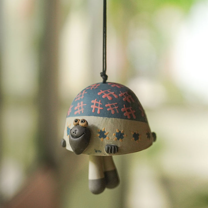 Handmade Nerikomi Ceramic Turtle Bell Hanging