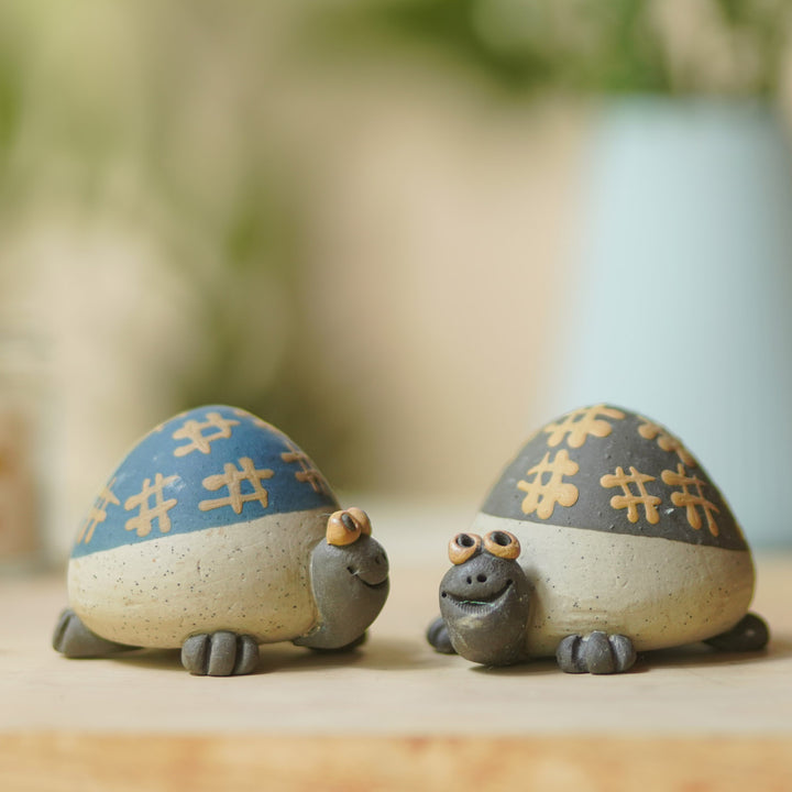 Handmade Nerikomi Ceramic Turtle Figurine