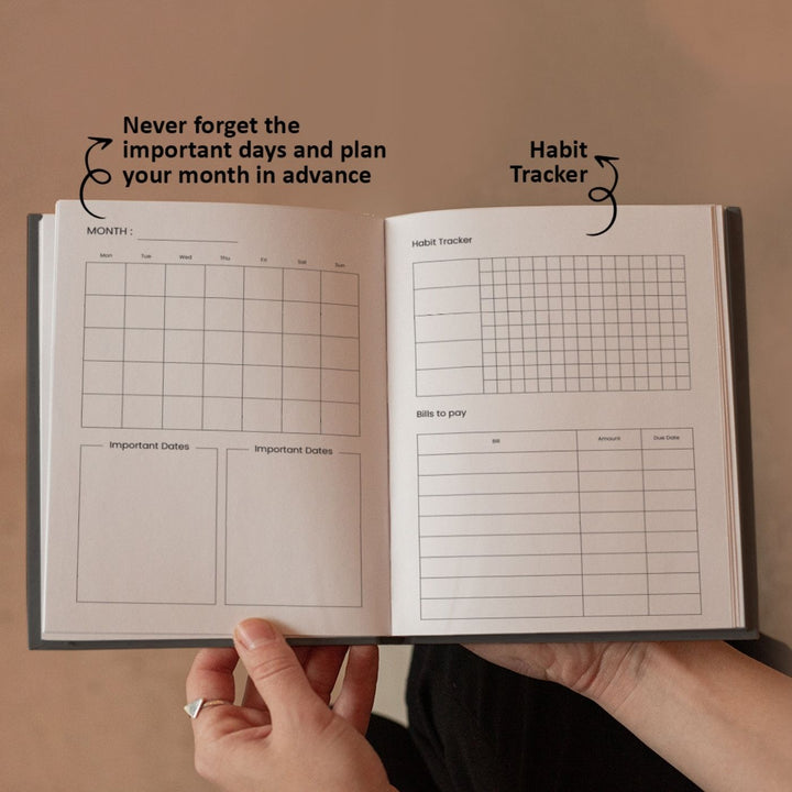 Hardbound Undated Daily Planner and Journal | 224 Pages