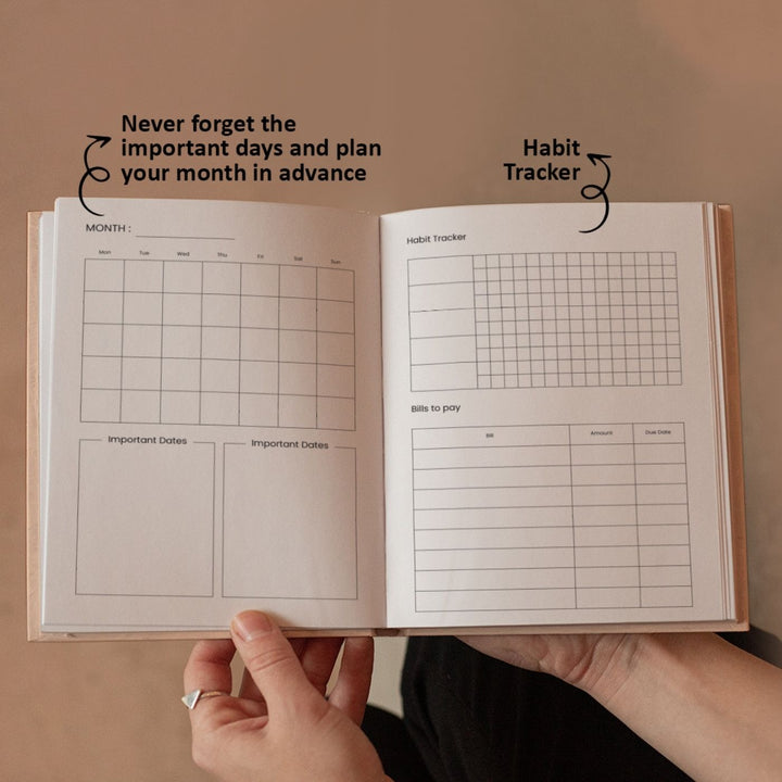Hardbound Undated Daily Planner and Journal | 224 Pages