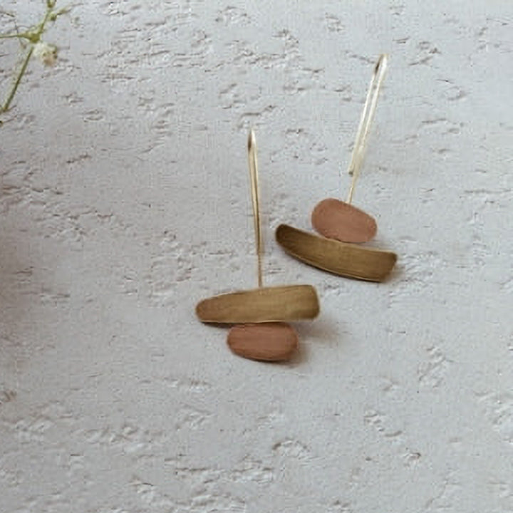 Modern Uneven Mixed Metal Hooks Earrings