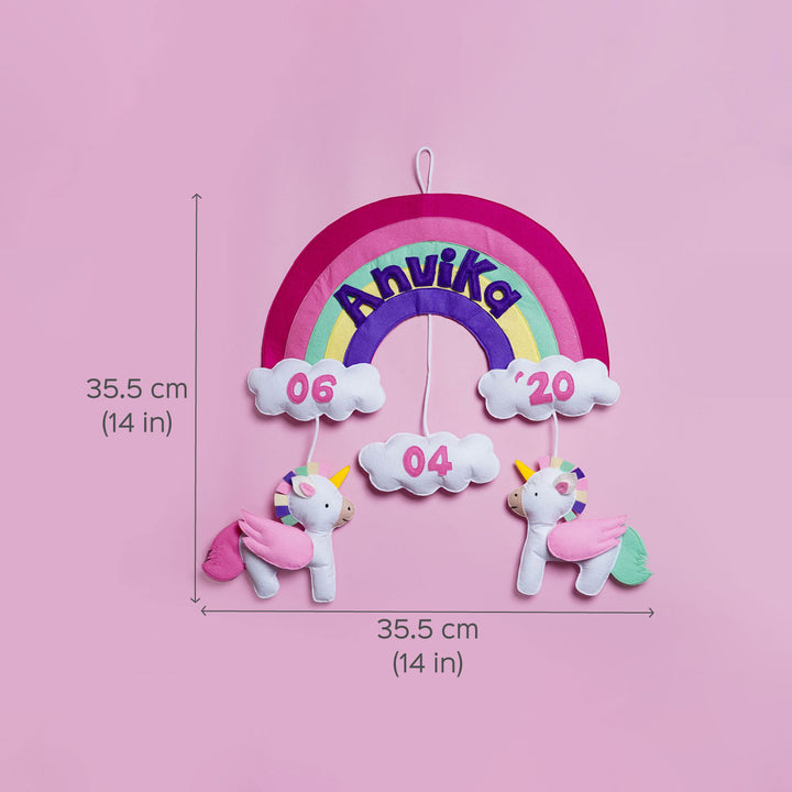 Handmade Personalized Felt Unicorn Themed Kids Name Plate