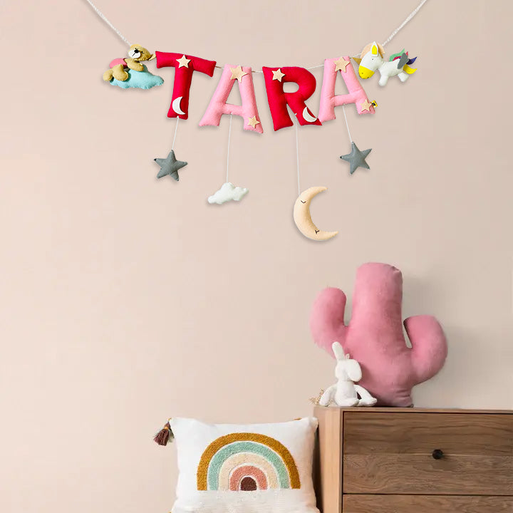 Handcrafted Personalized Unicorn & Teddy Themed Bunting For Kids