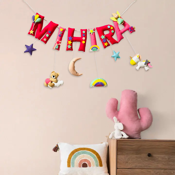 Handcrafted Personalized Unicorn Themed Bunting For Kids