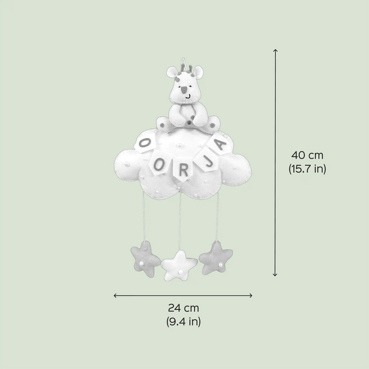 Personalized Handmade Animals On Cloud Theme Felt Kids Name Plate