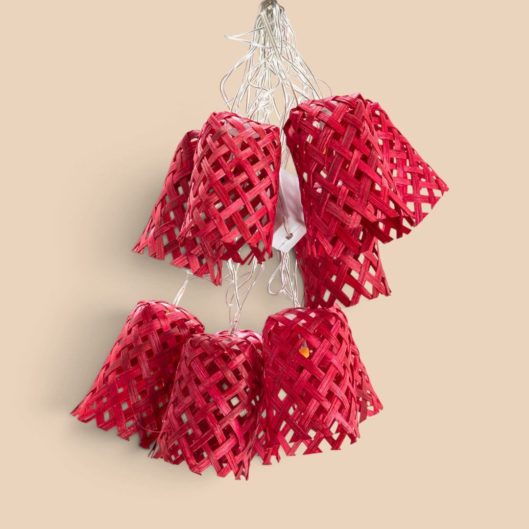 Vine Handcrafted Red Bamboo LED Fairy Light For Festive Decor