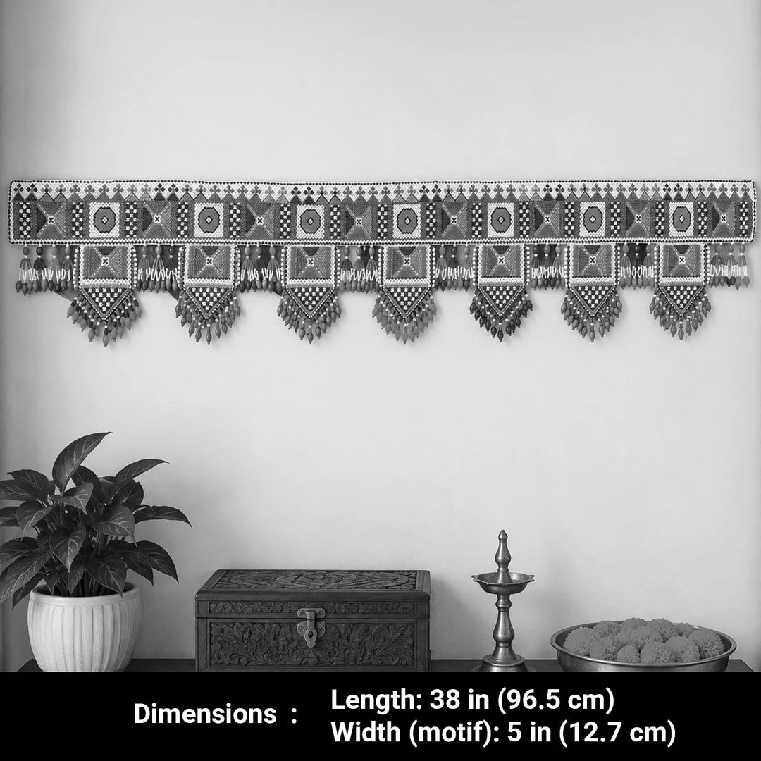 Intricate Moti Beadwork Multicolour Fabric Toran For Festive Decor