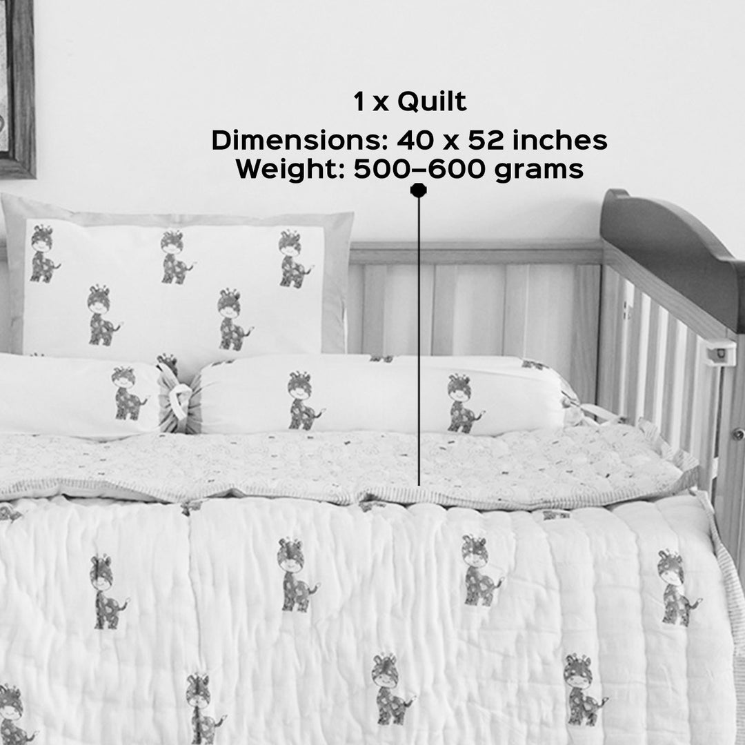 World Of Giraffe Hand Block Printed Baby Quilt