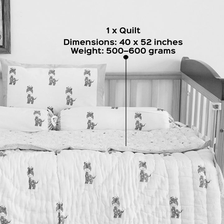 World Of Giraffe Hand Block Printed Baby Quilt