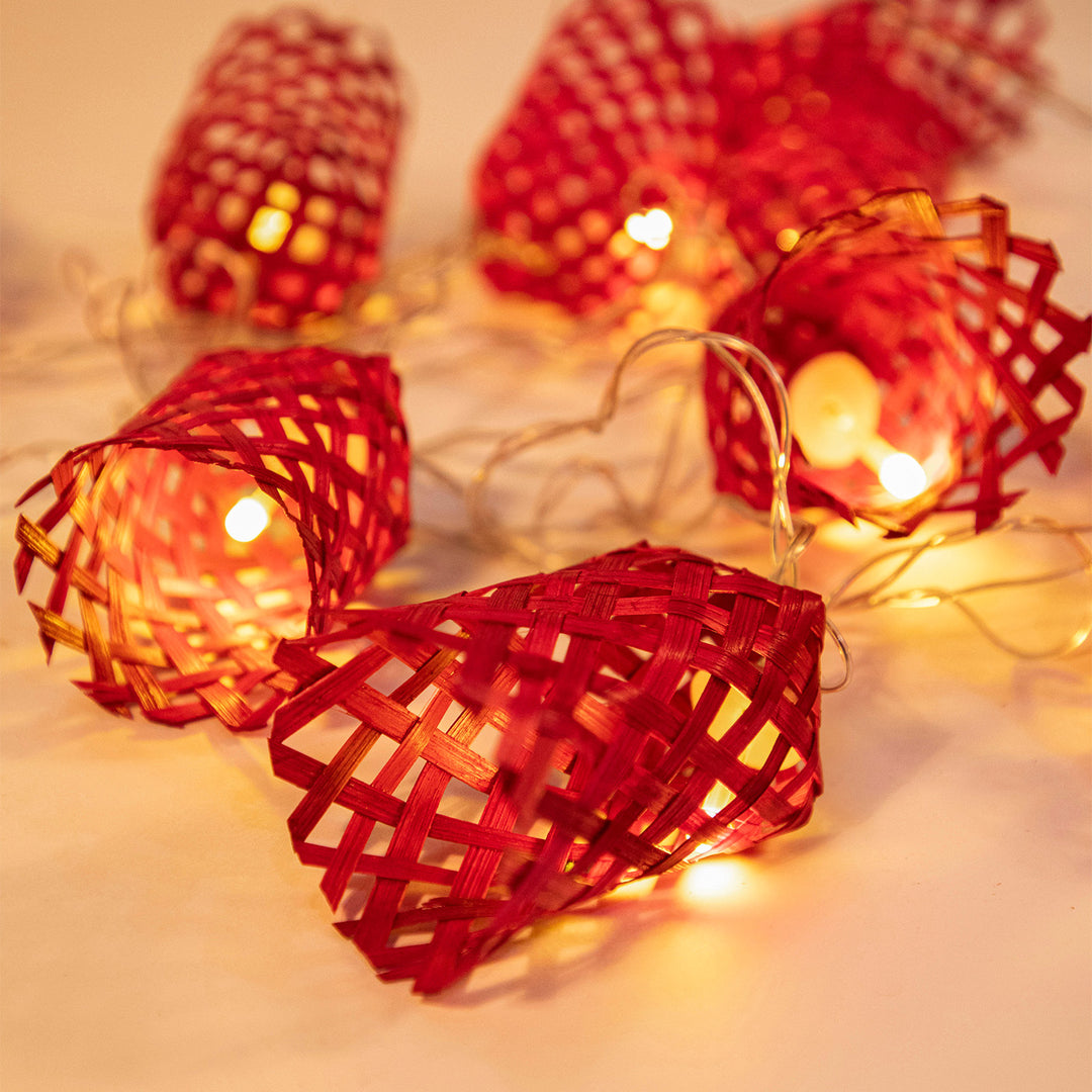 Vine Handcrafted Red Bamboo LED Fairy Light For Festive Decor